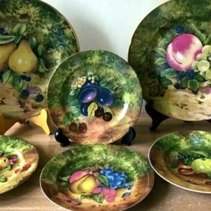 Beautiful Fruit Designed Plates by Rochard Limoges France.With  Artist signature